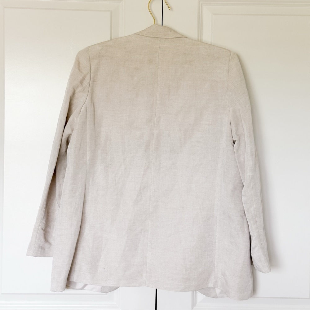H&M Linen Blend Blazer- Neutral Lightweight Casual Workwear - Picture 9 of 9